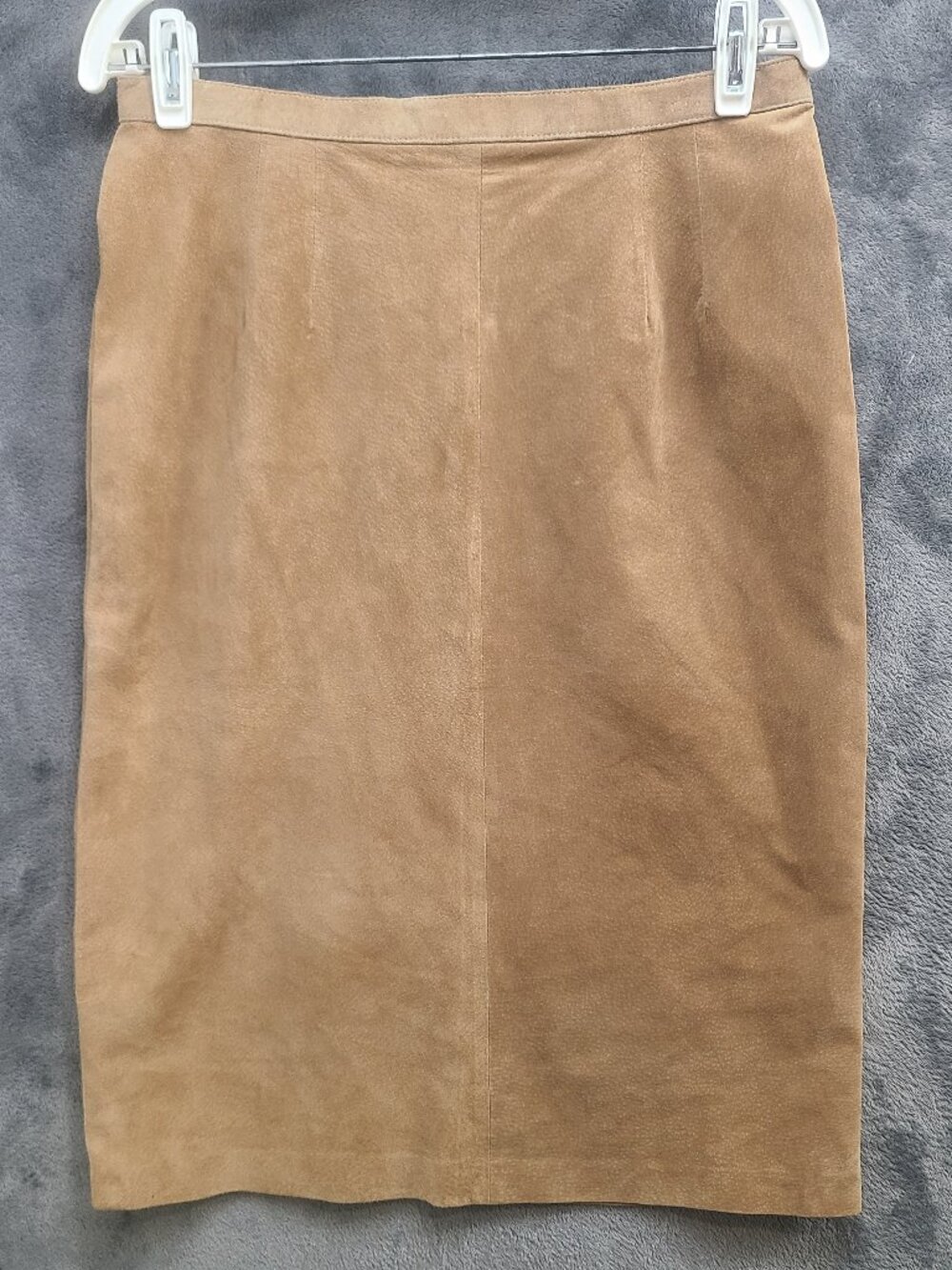 Pia Rucci Womens Tan Genuine Leather Pencil Skirt Lined Back Slit 30 waist